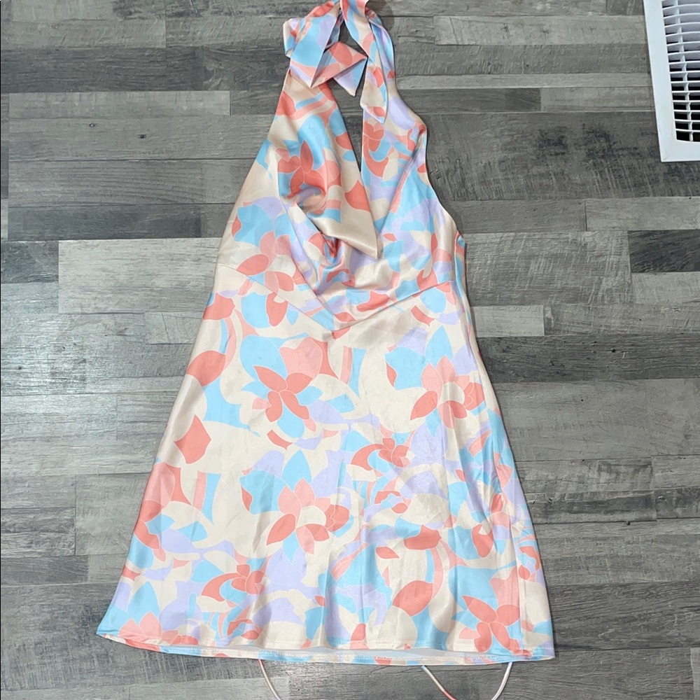 Floral Halter Dress in Pastel Colors
